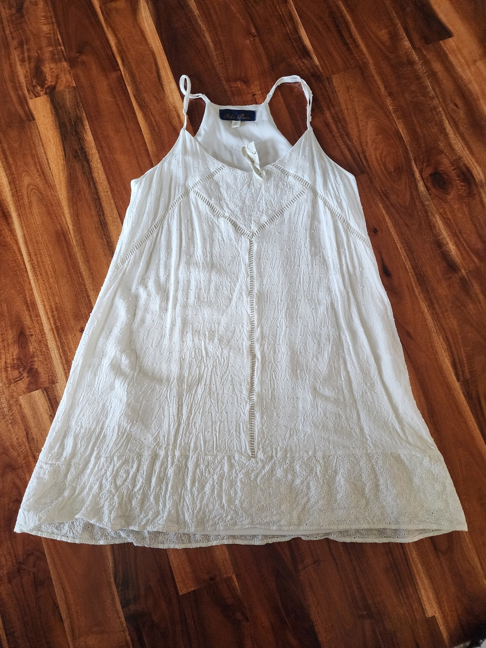 Blue Rain White Lace-Trim Dress